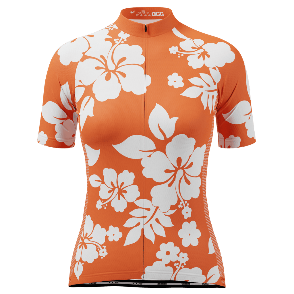 Women's Hawaiian Aloha Floral Short Sleeve Cycling Jersey