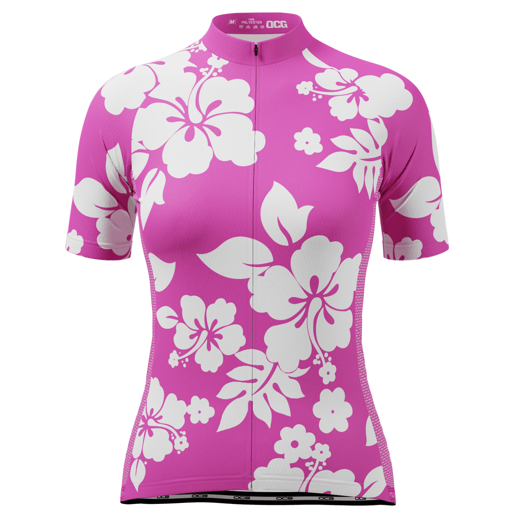 Women's Hawaiian Aloha Floral Short Sleeve Cycling Jersey