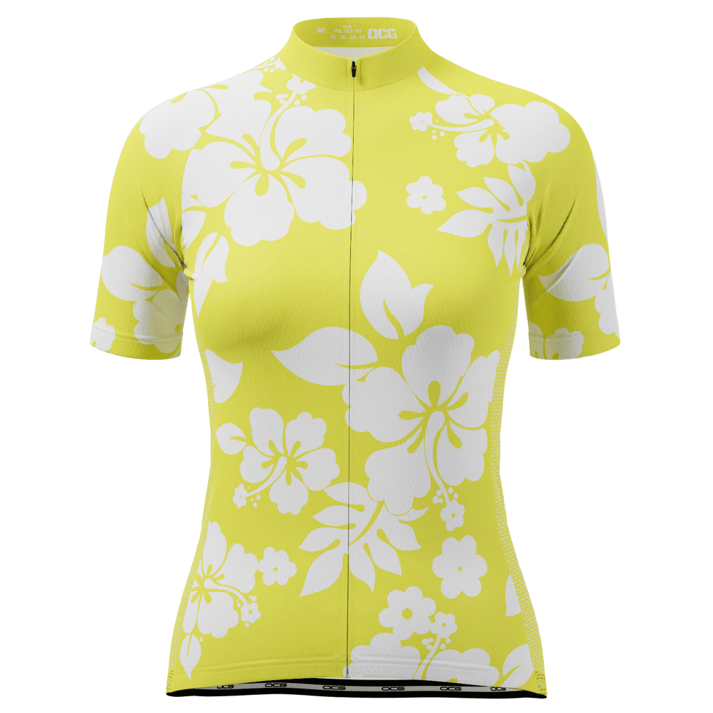 Women's Hawaiian Aloha Floral Short Sleeve Cycling Jersey