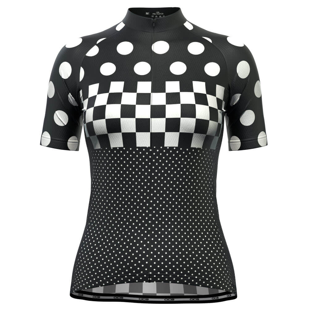 Women's The "Nina" Polka Dot Checkered Short Sleeve Cycling Jersey