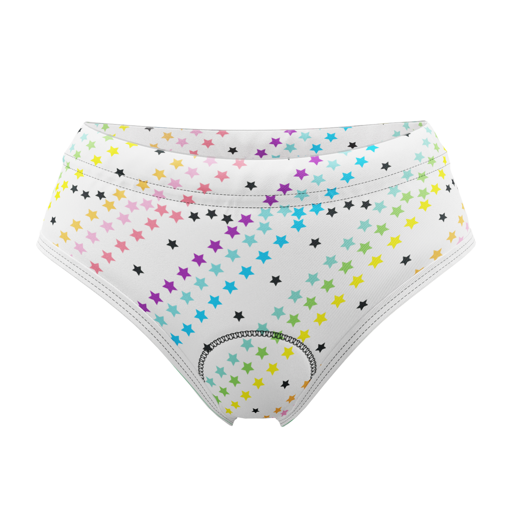 Women's Rainbow Star Gel Padded Cycling Underwear-Briefs