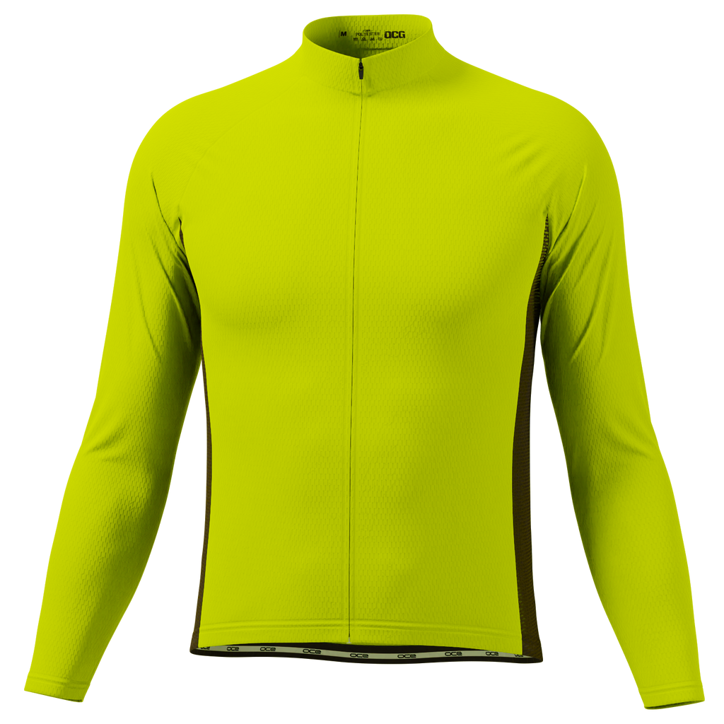 Men's High Viz With Black Accent Long Sleeve Cycling Jersey