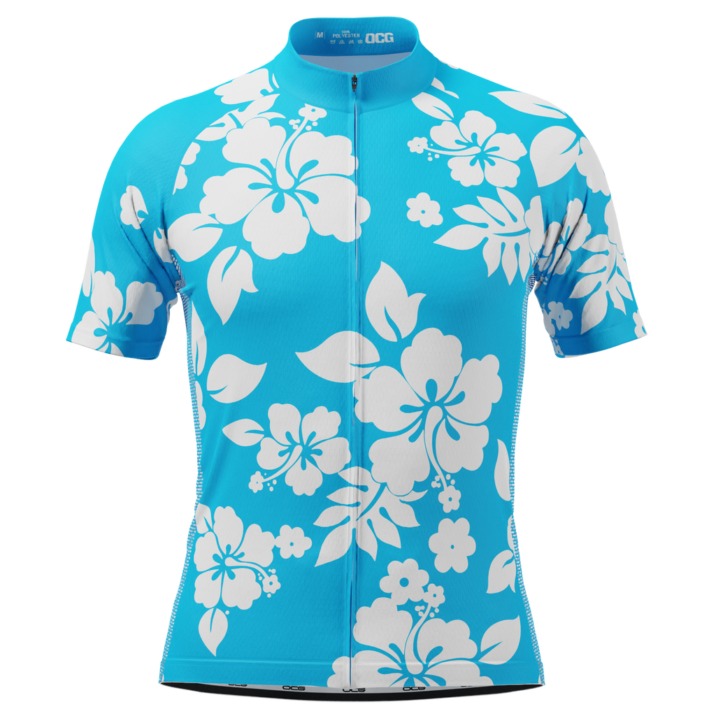 Men's Hawaiian Aloha Floral Short Sleeve Cycling Jersey