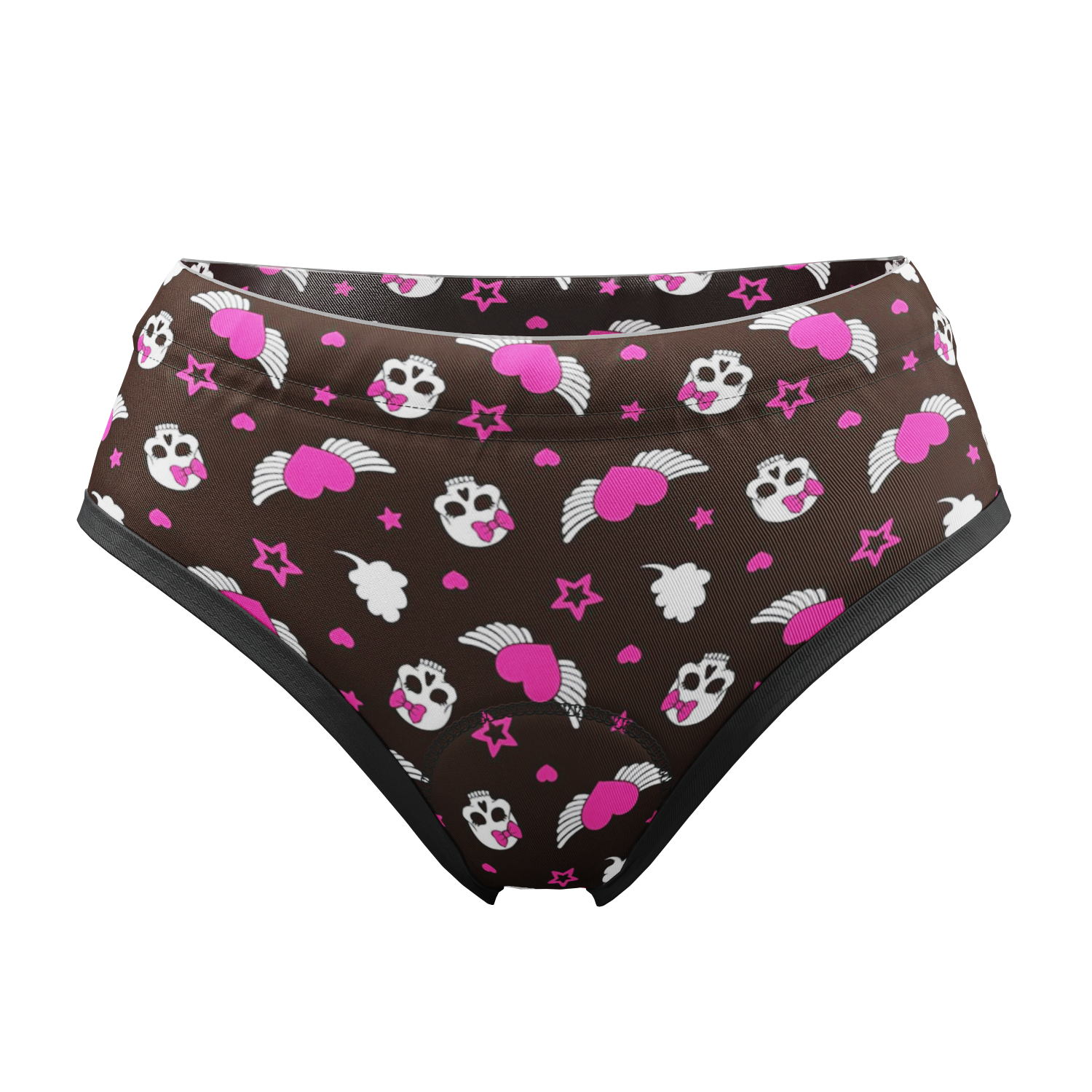 Women's Hearts and Skulls Gel Padded Cycling Underwear-Briefs