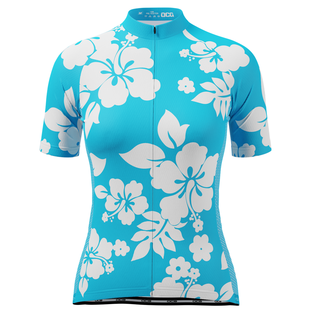 Women's Hawaiian Aloha Floral Short Sleeve Cycling Jersey
