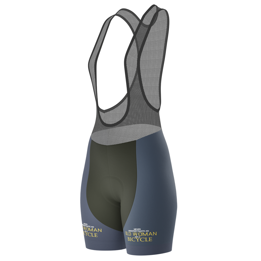 Women's Never Underestimate an Old Woman Gel Padded Cycling Bib