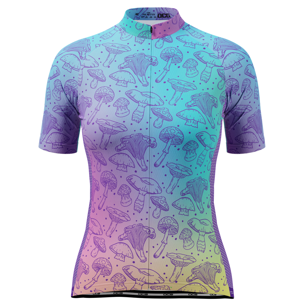Women's Holographic Mushrooms Short Sleeve Cycling Jersey