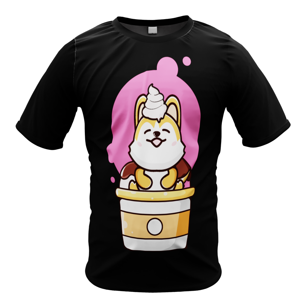 Kid's Manga Cute Ice Cream Dog Short Sleeve Running Shirt