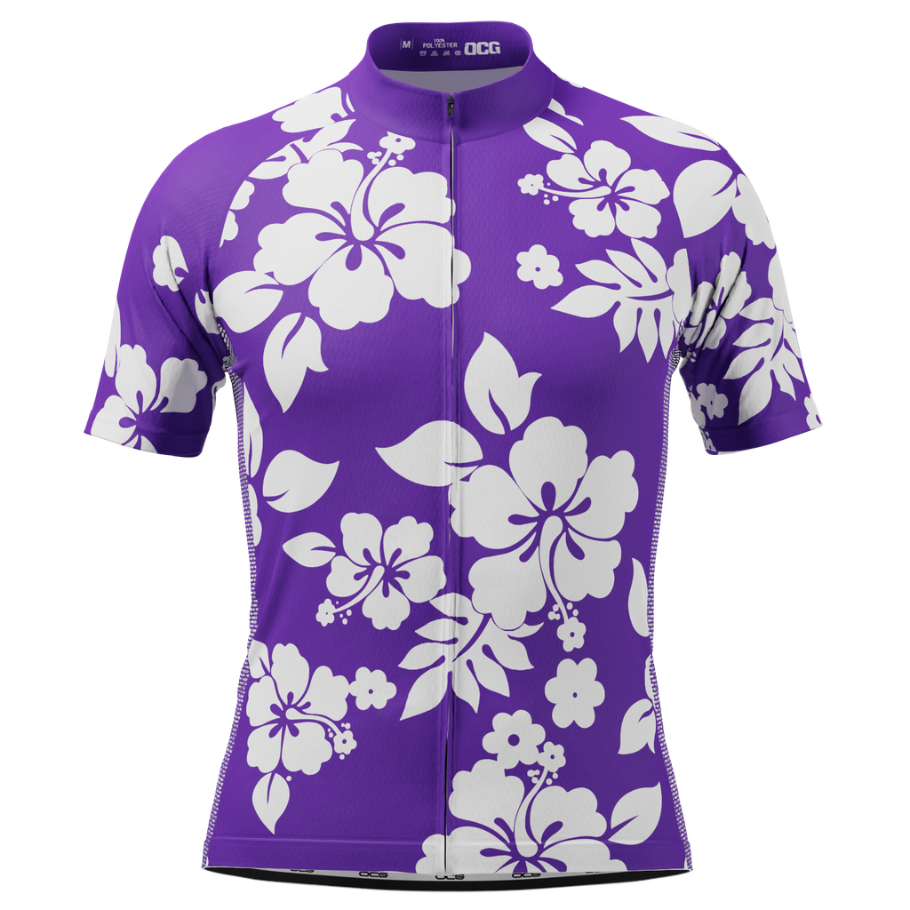 Men's Hawaiian Aloha Floral Short Sleeve Cycling Jersey