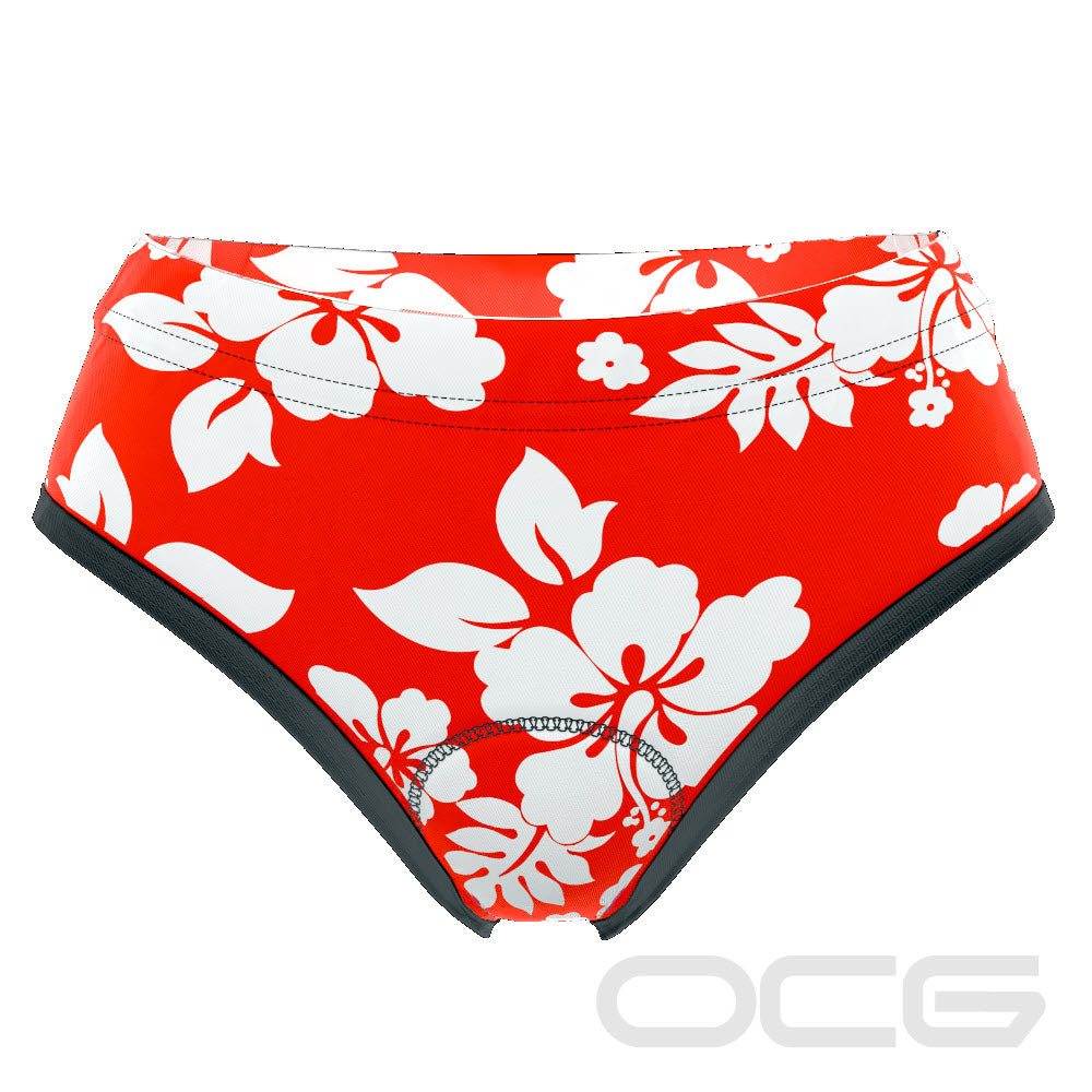 Women's Hawaiian Aloha Floral Gel Padded Cycling Underwear-Briefs
