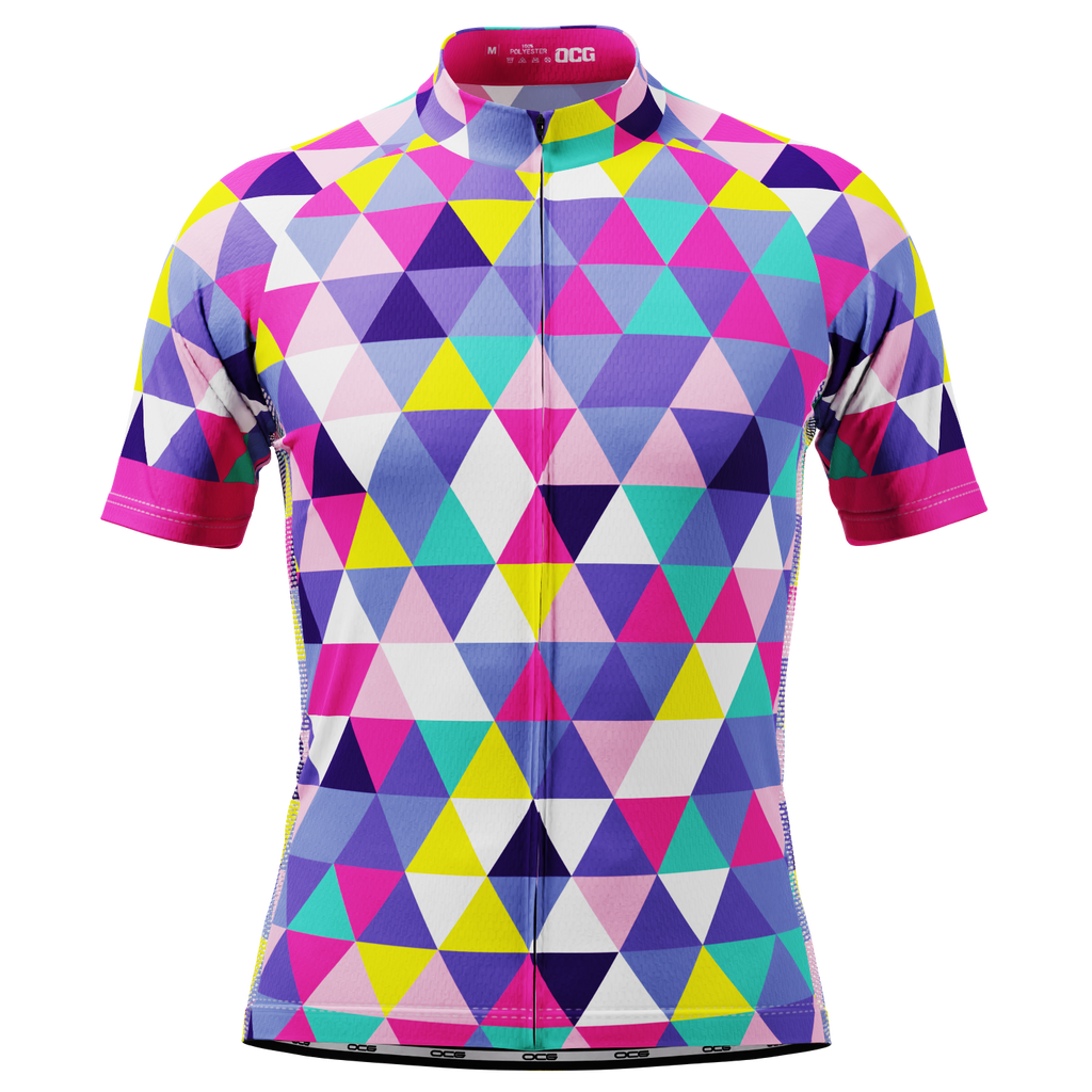 Men's High Viz Color Triangles Short Sleeve Cycling Jersey