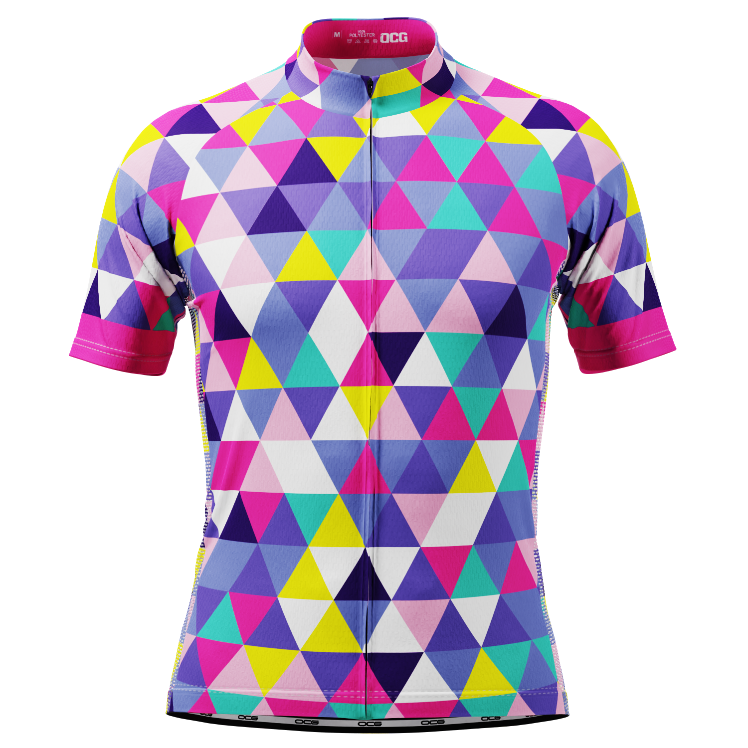 Men's High Viz Color Triangles Short Sleeve Cycling Jersey