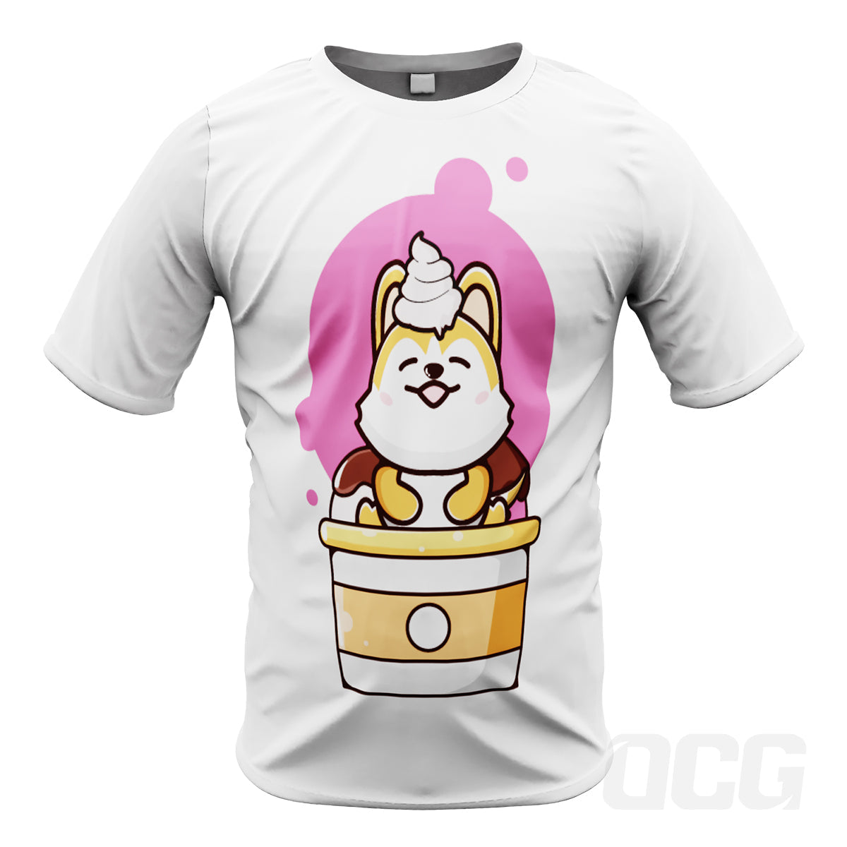Kid's Manga Cute Ice Cream Dog Short Sleeve Running Shirt