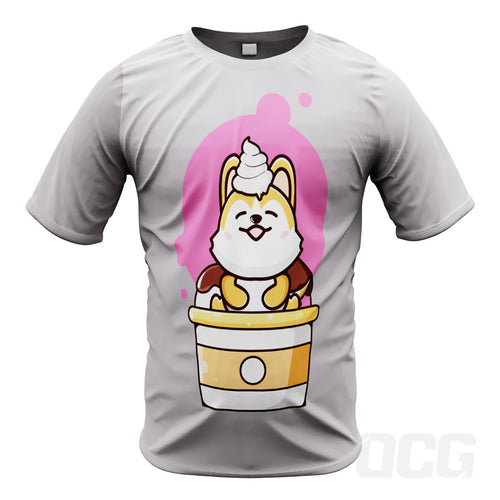 Kid's Manga Cute Ice Cream Dog Short Sleeve Running Shirt