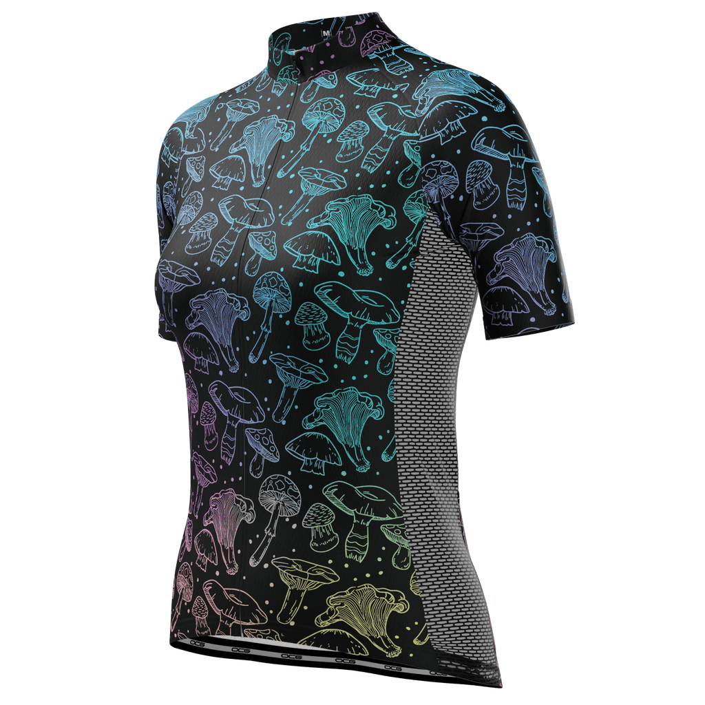 Women's Holographic Mushrooms Short Sleeve Cycling Jersey