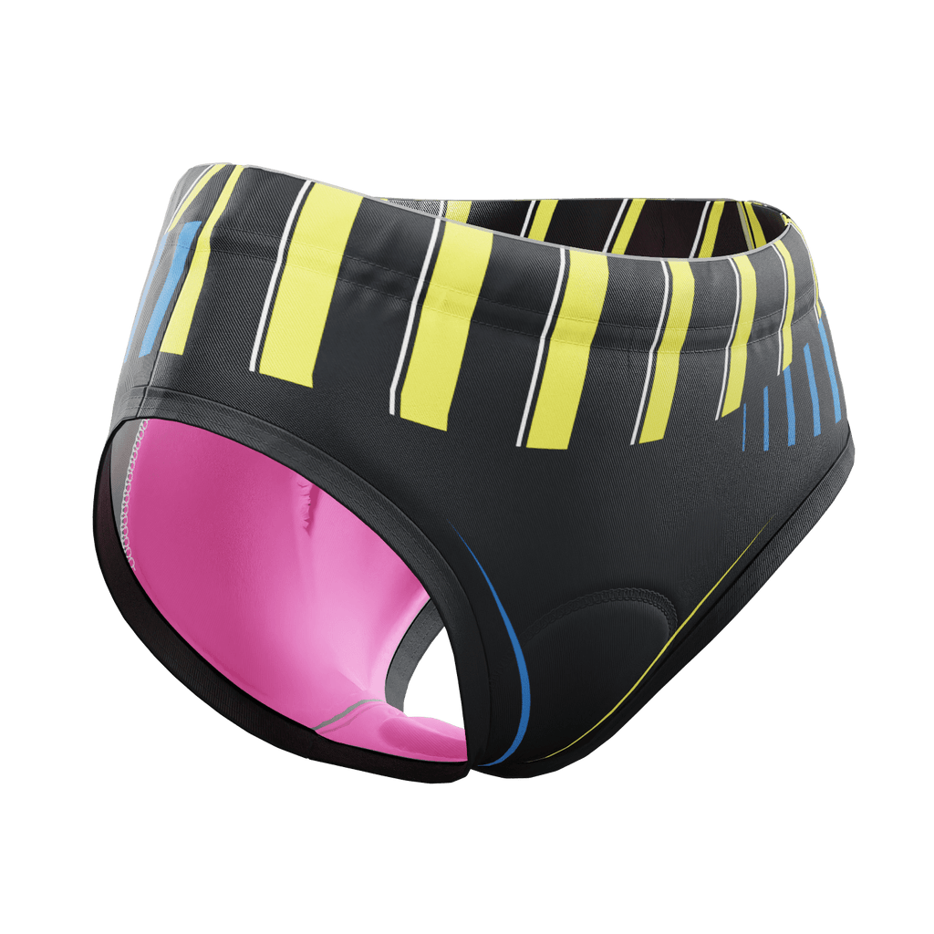 Women's Neon Stripes Gel Padded Cycling Underwear-Briefs