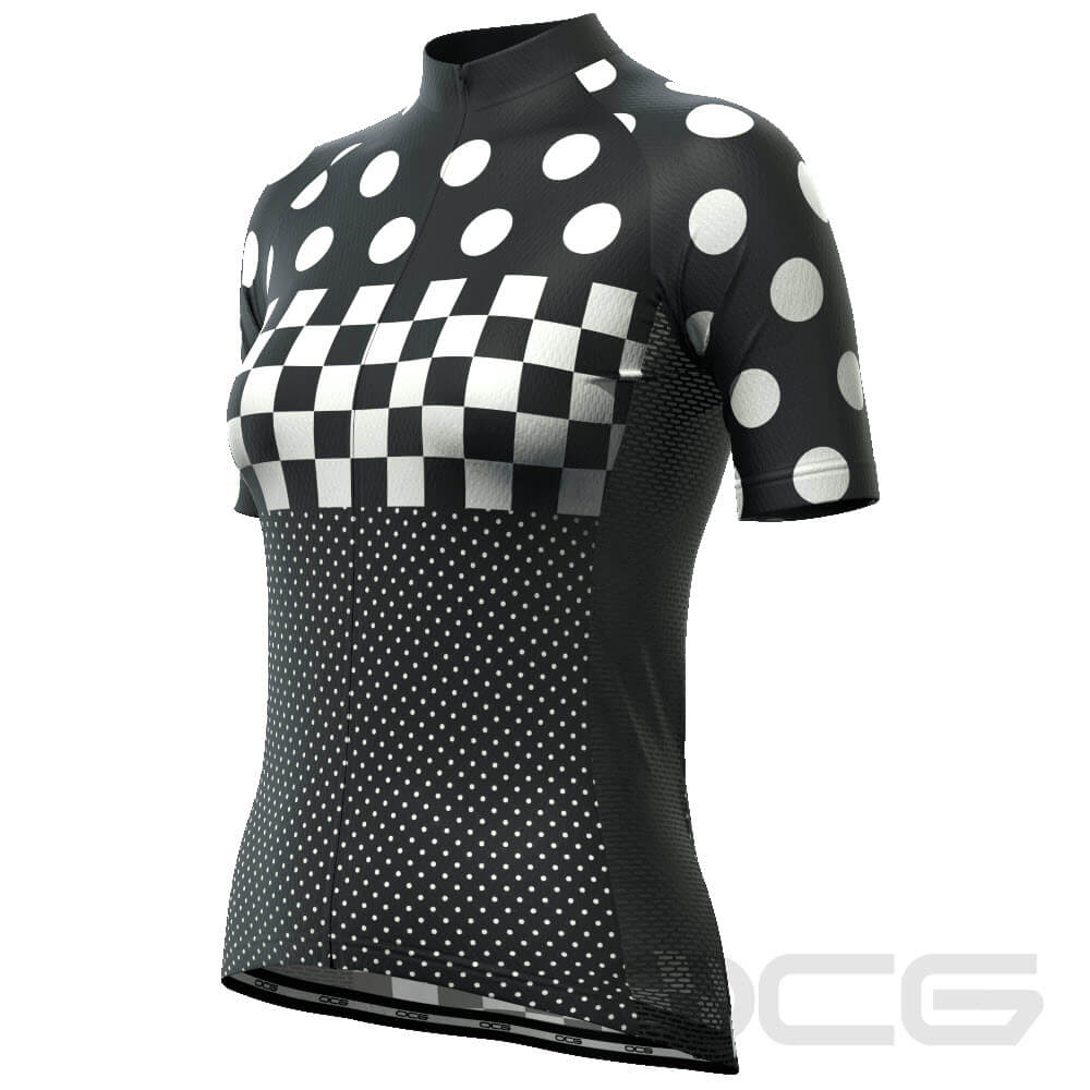 Women's The "Nina" Polka Dot Checkered Short Sleeve Cycling Jersey