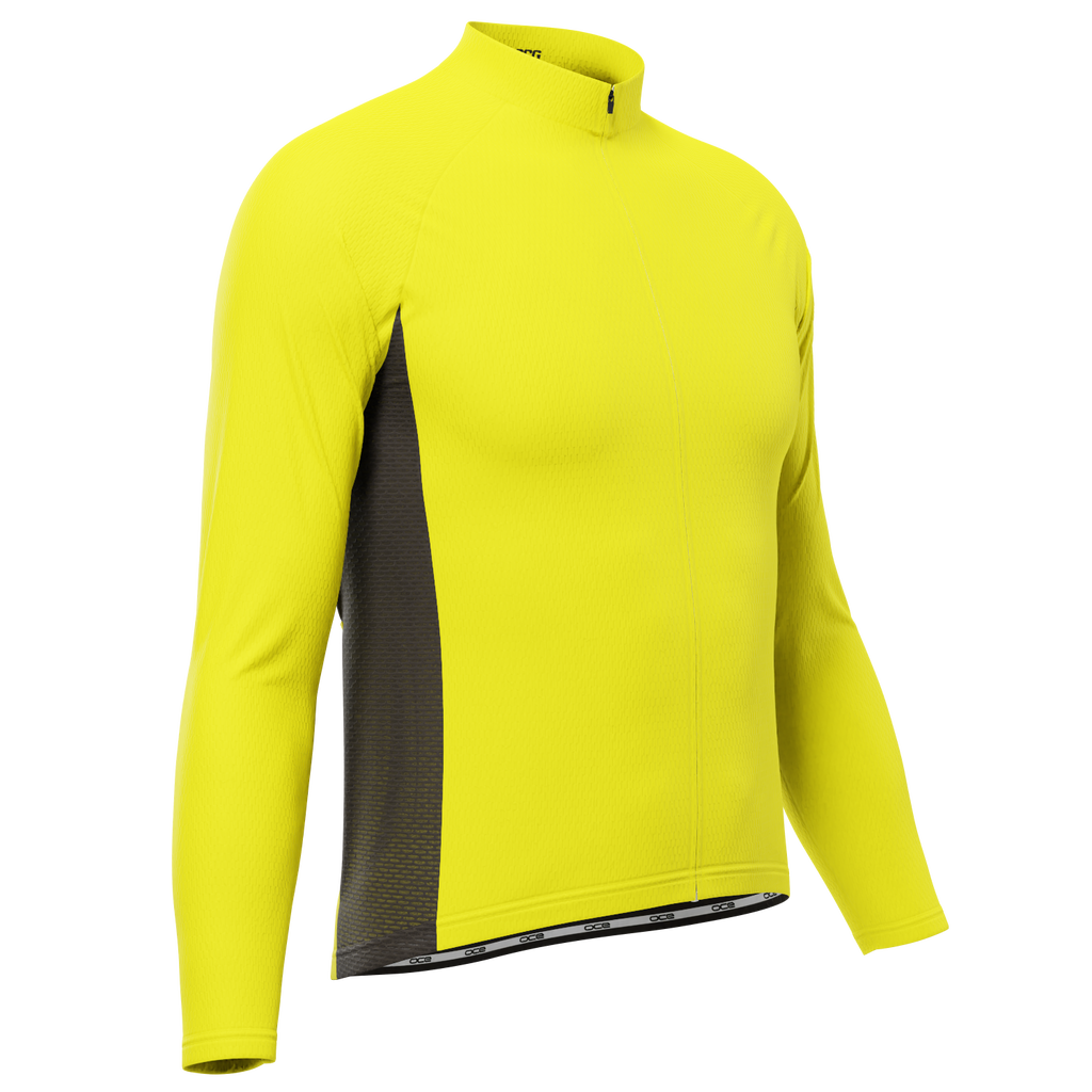 Men's High Viz With Black Accent Long Sleeve Cycling Jersey