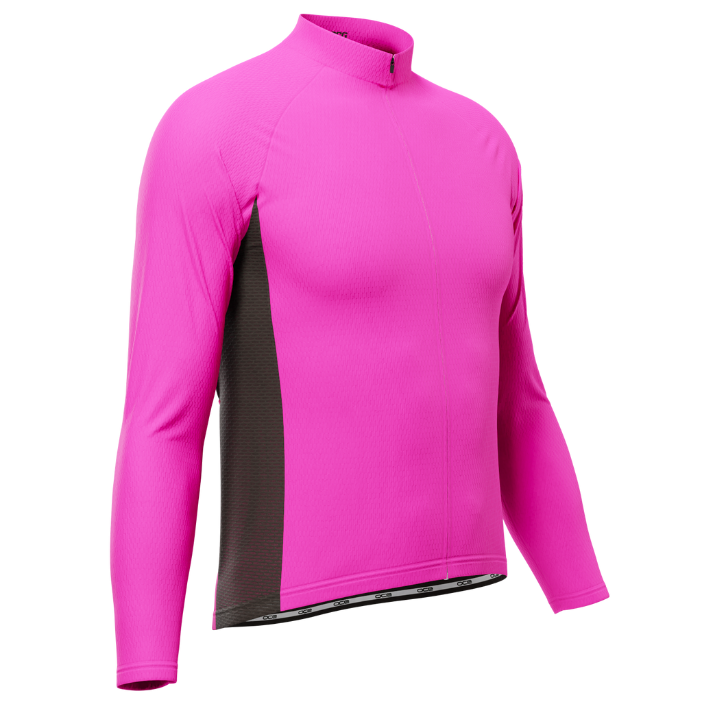 Men's High Viz With Black Accent Long Sleeve Cycling Jersey