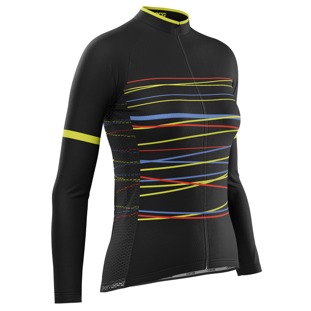 Women's Zigzag Color Lines Long Sleeve Cycling Jersey