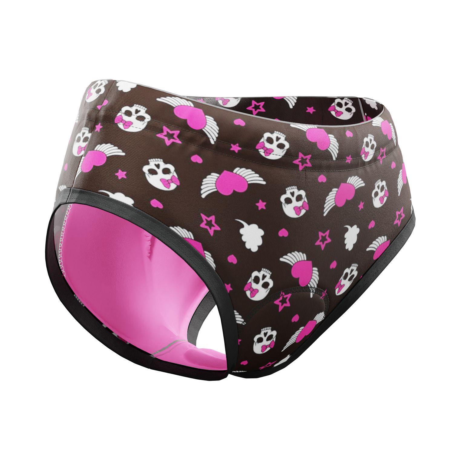 Women's Hearts and Skulls Gel Padded Cycling Underwear-Briefs
