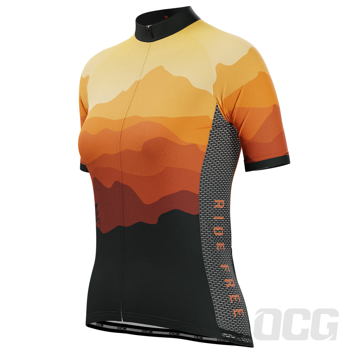Women's Ride Free Sunset Short Sleeve Cycling Jersey
