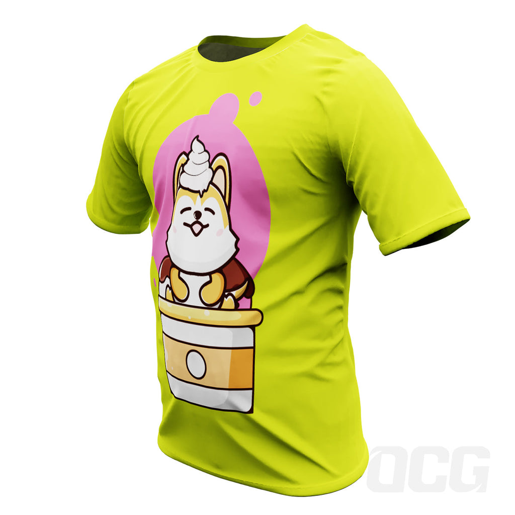 Kid's Manga Cute Ice Cream Dog Short Sleeve Running Shirt