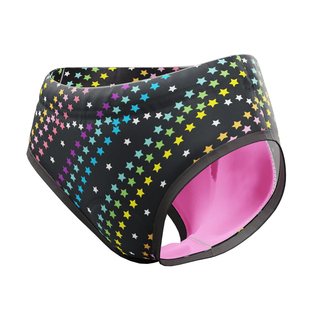 Women's Rainbow Star Gel Padded Cycling Underwear-Briefs