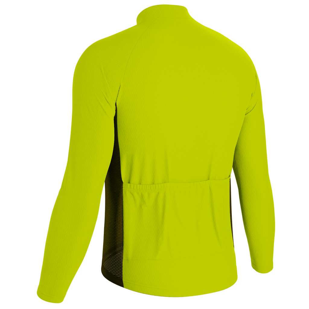 Men's High Viz With Black Accent Long Sleeve Cycling Jersey