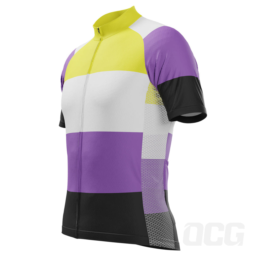 Men's LGBT Non-Binary Pride Short Sleeve Cycling Jersey