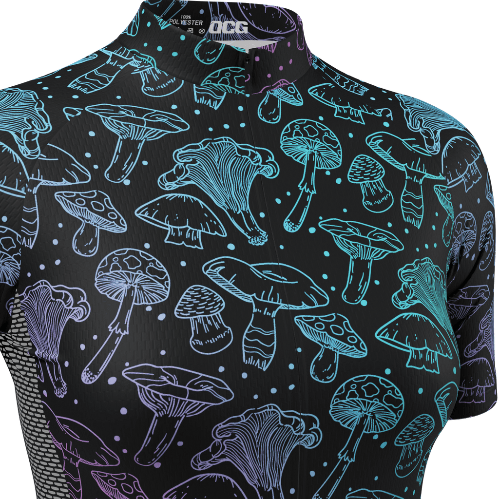 Women's Holographic Mushrooms Short Sleeve Cycling Jersey