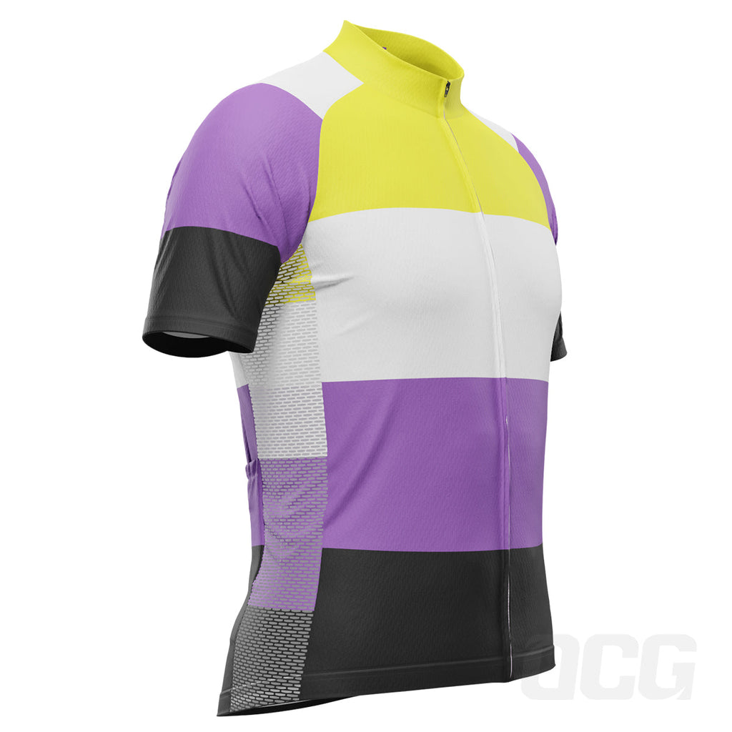 Men's LGBT Non-Binary Pride Short Sleeve Cycling Jersey