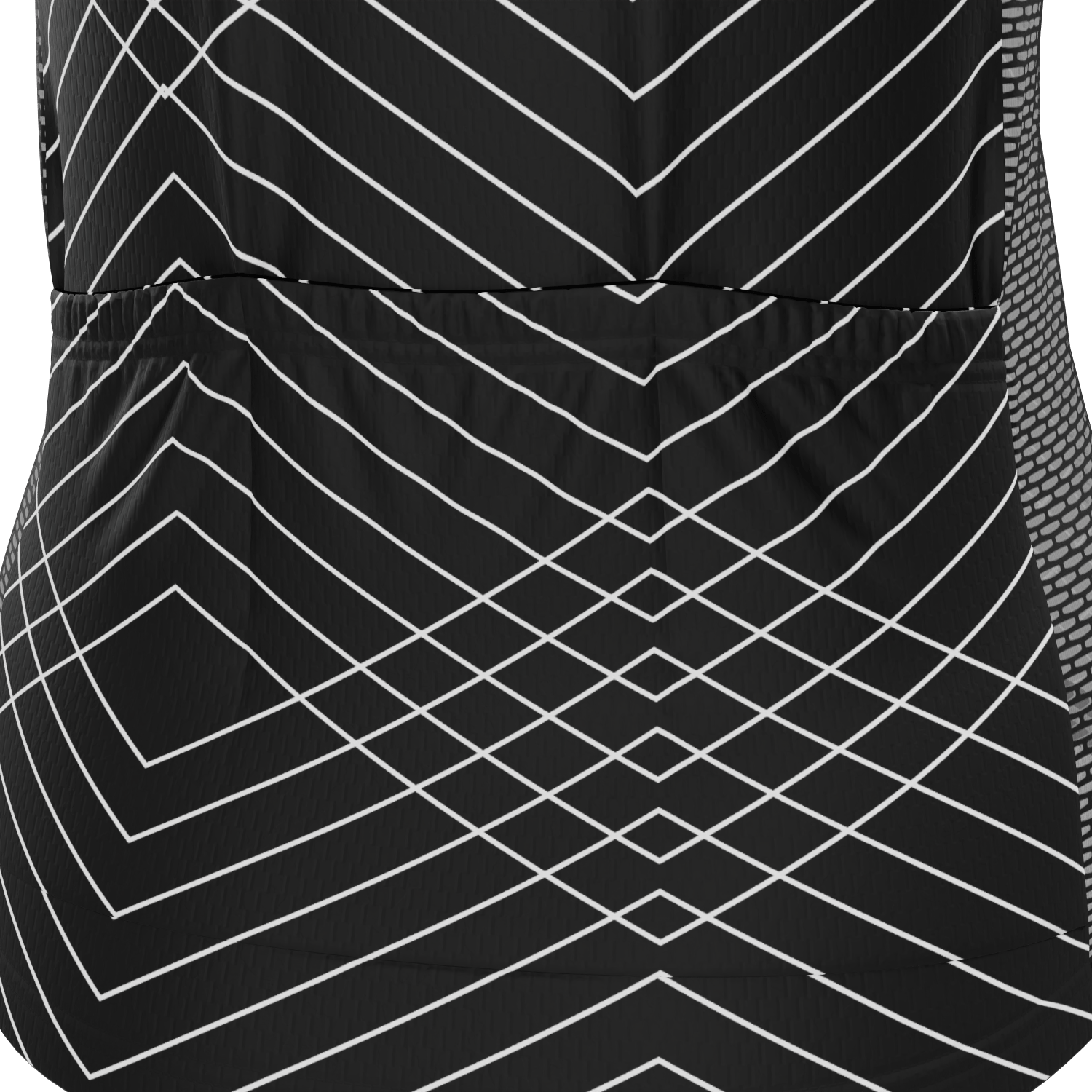 Women's White Polka Dots on Black Zigzag Short Sleeve Cycling Jersey