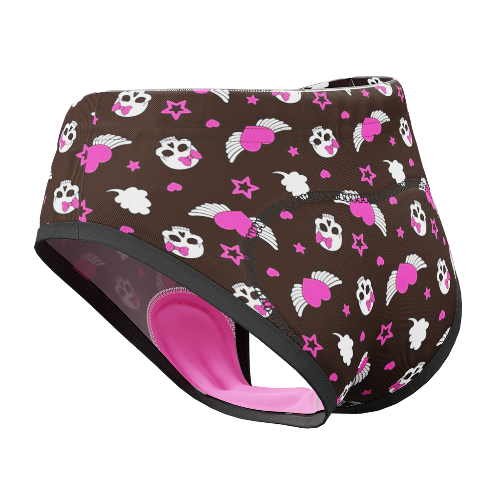 Women's Hearts and Skulls Gel Padded Cycling Underwear-Briefs