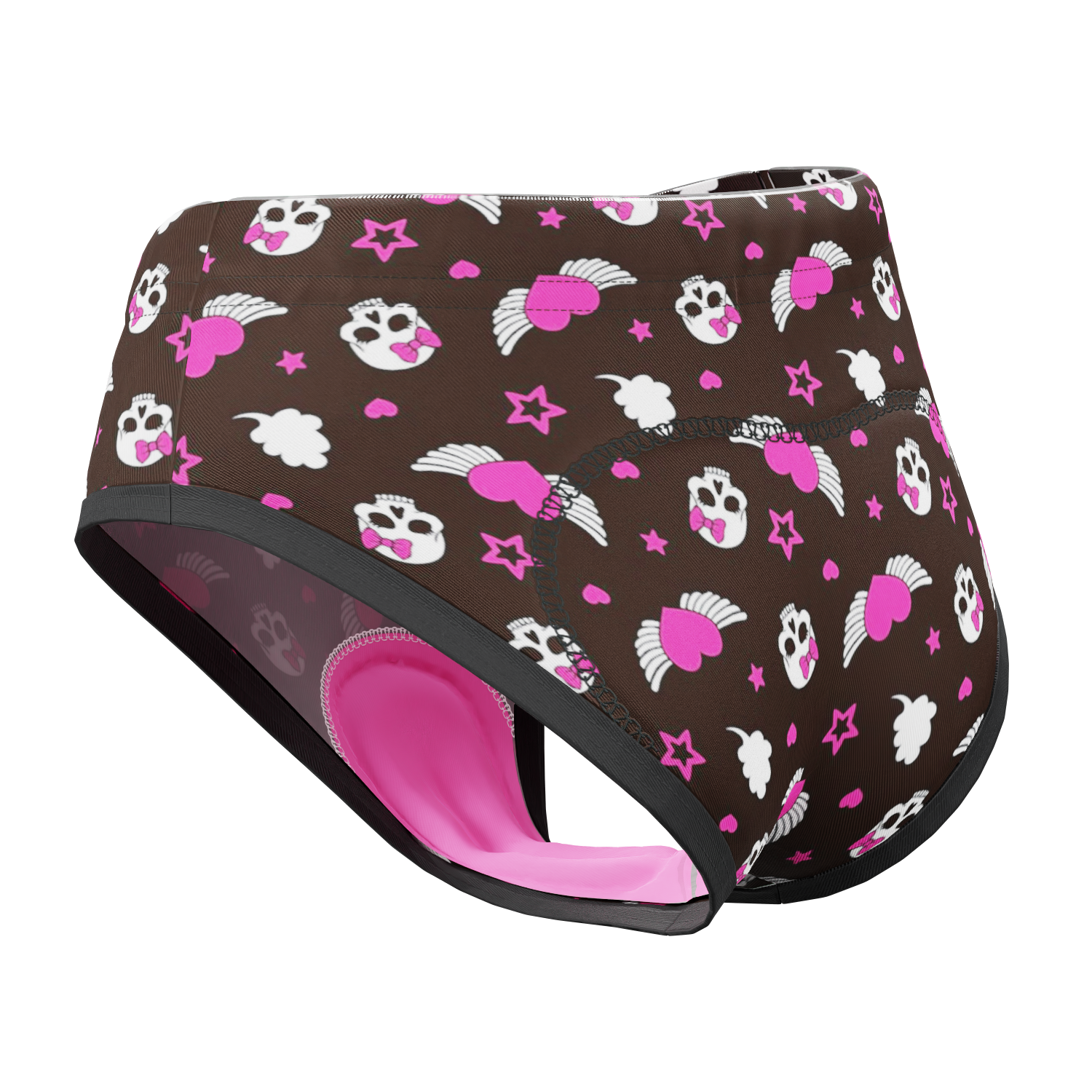 Women's Hearts and Skulls Gel Padded Cycling Underwear-Briefs