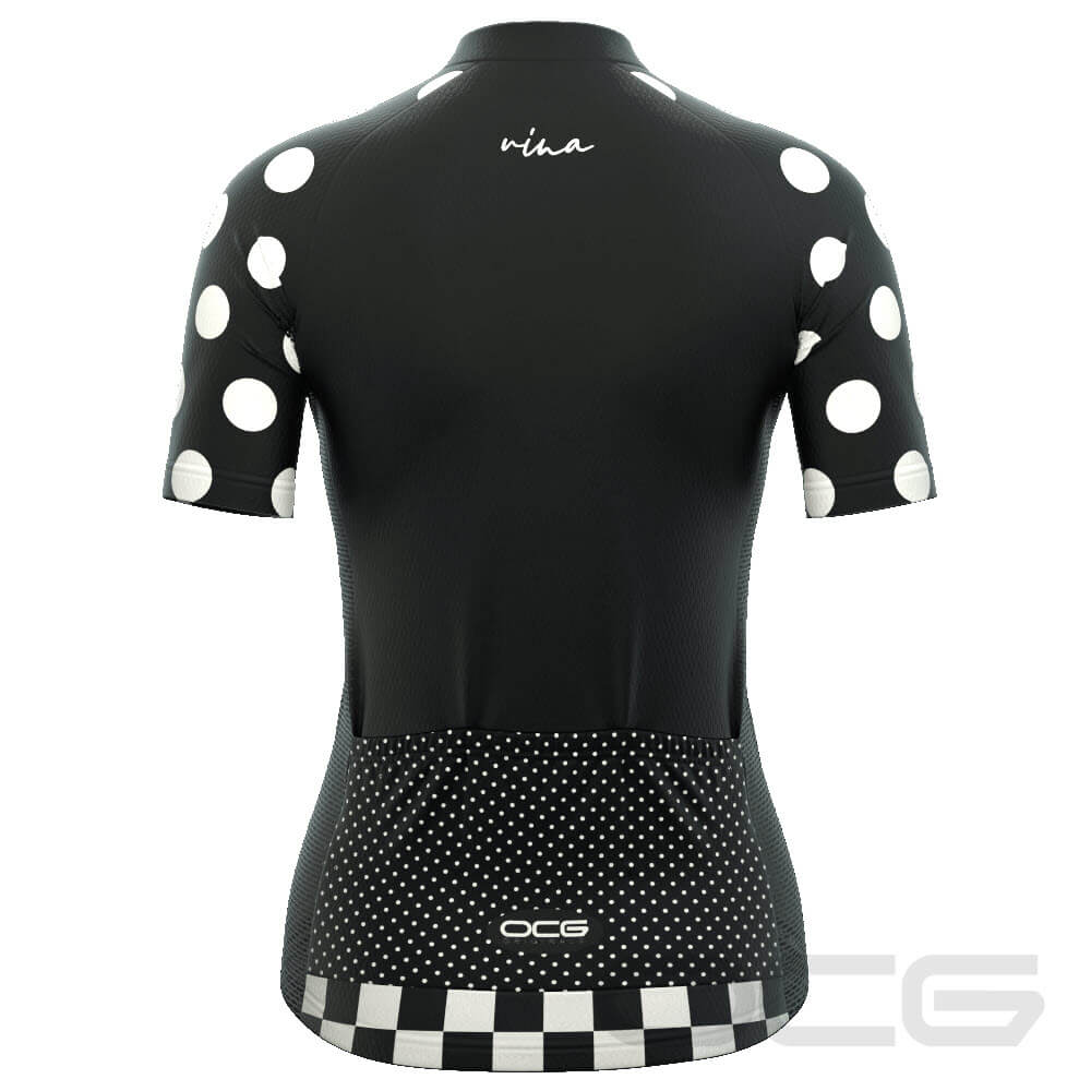 Women's The "Nina" Polka Dot Checkered Short Sleeve Cycling Jersey