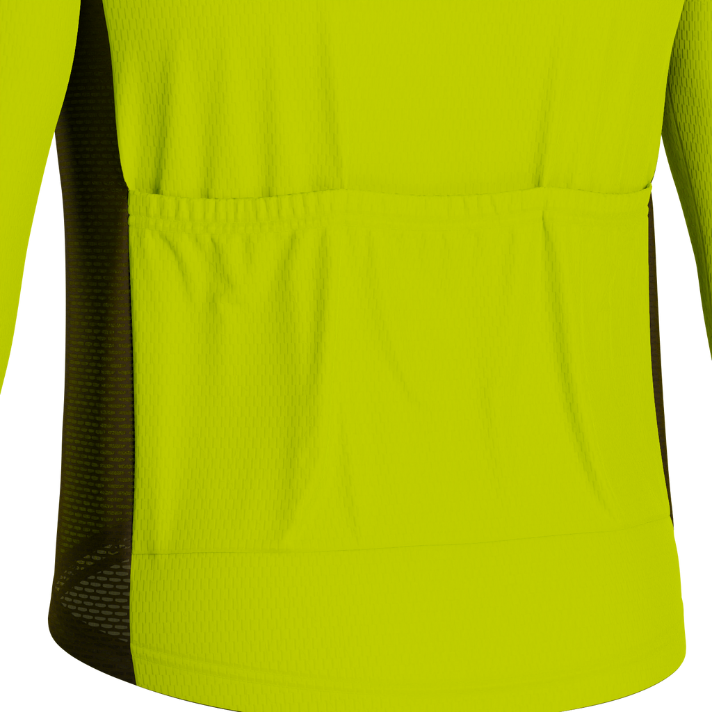 Men's High Viz With Black Accent Long Sleeve Cycling Jersey