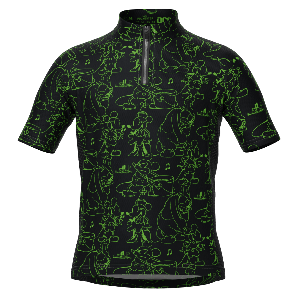 Kid's Steamboat Willie Sketches Short Sleeve Cycling Jersey
