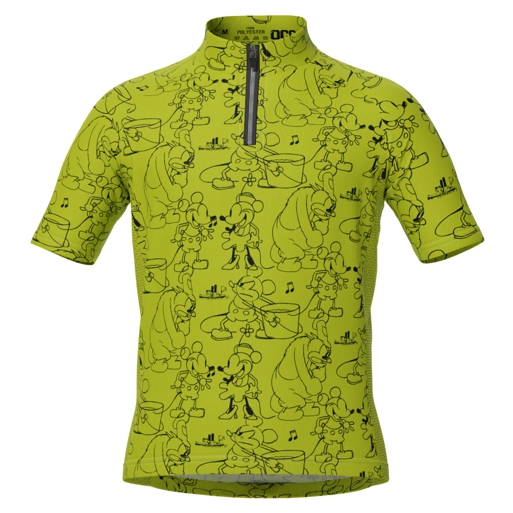 Kid's Steamboat Willie Sketches Short Sleeve Cycling Jersey