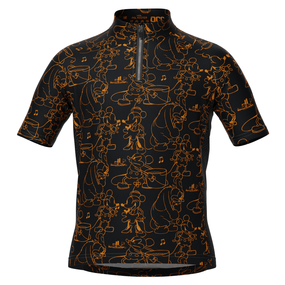 Kid's Steamboat Willie Sketches Short Sleeve Cycling Jersey