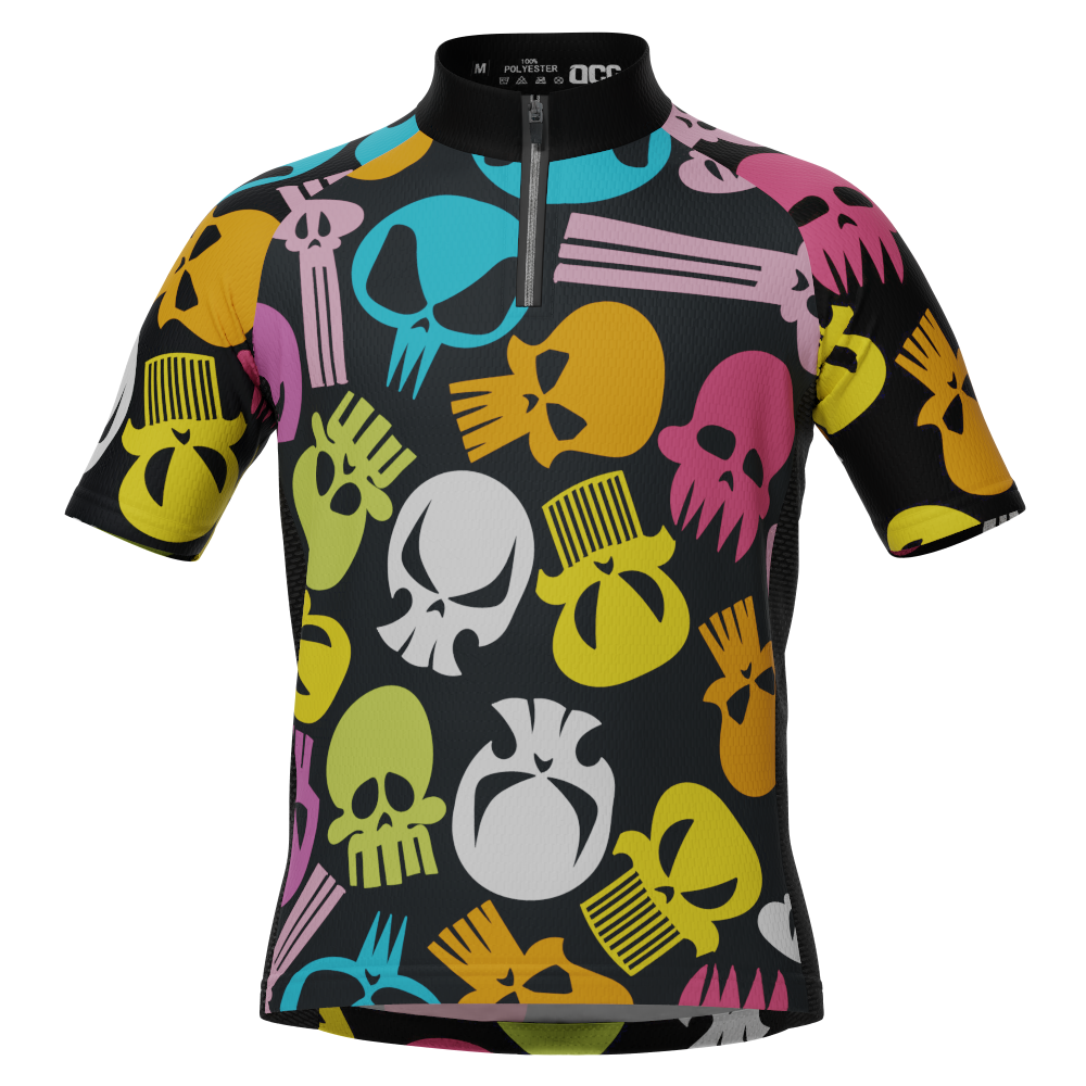 Kid's Scary Skulls Short Sleeve Cycling Jersey