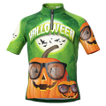 Kid's Halloween Pumpkin Glasses Short Sleeve Cycling Jersey