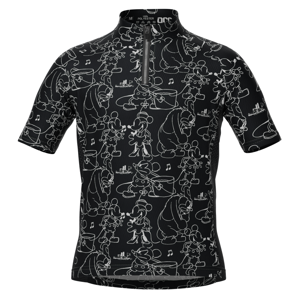 Kid's Steamboat Willie Sketches Short Sleeve Cycling Jersey