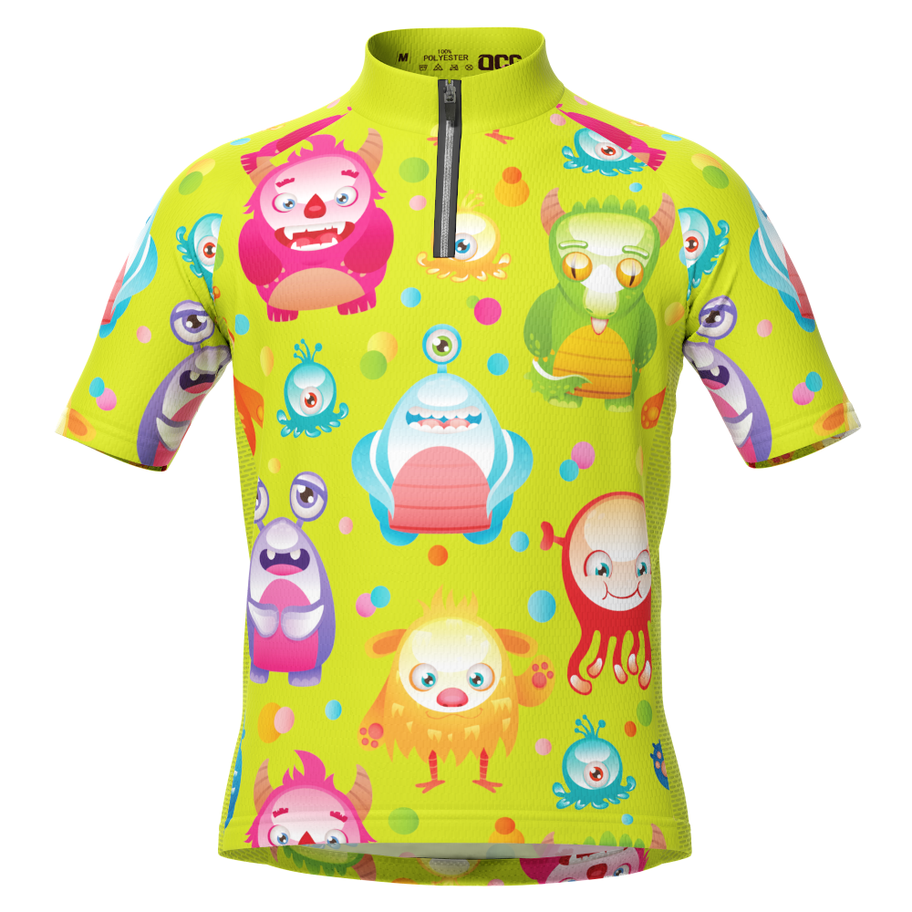 Kid's Cute Aliens Short Sleeve Cycling Jersey