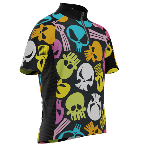 Kid's Scary Skulls Short Sleeve Cycling Jersey