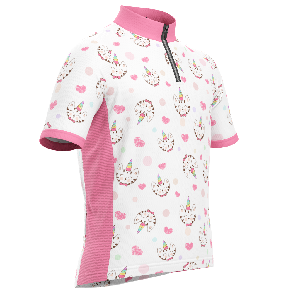 Kid's Kitty Corn Unicorn Short Sleeve Cycling Jersey