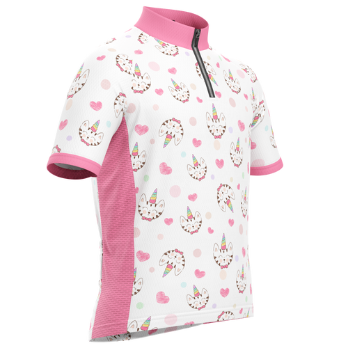 Kid's Kitty Corn Unicorn Short Sleeve Cycling Jersey