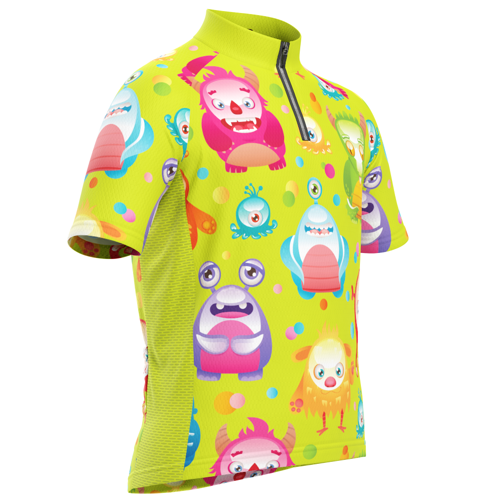 Kid's Cute Aliens Short Sleeve Cycling Jersey