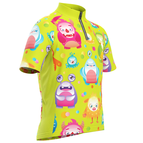Kid's Cute Aliens Short Sleeve Cycling Jersey