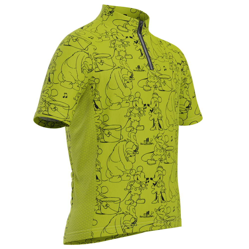 Kid's Steamboat Willie Sketches Short Sleeve Cycling Jersey
